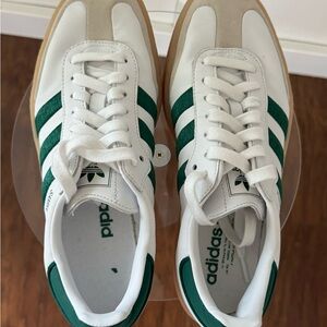 Adidas Samba OG Sneakers, White/Green Gum Sole, Size 8, like new